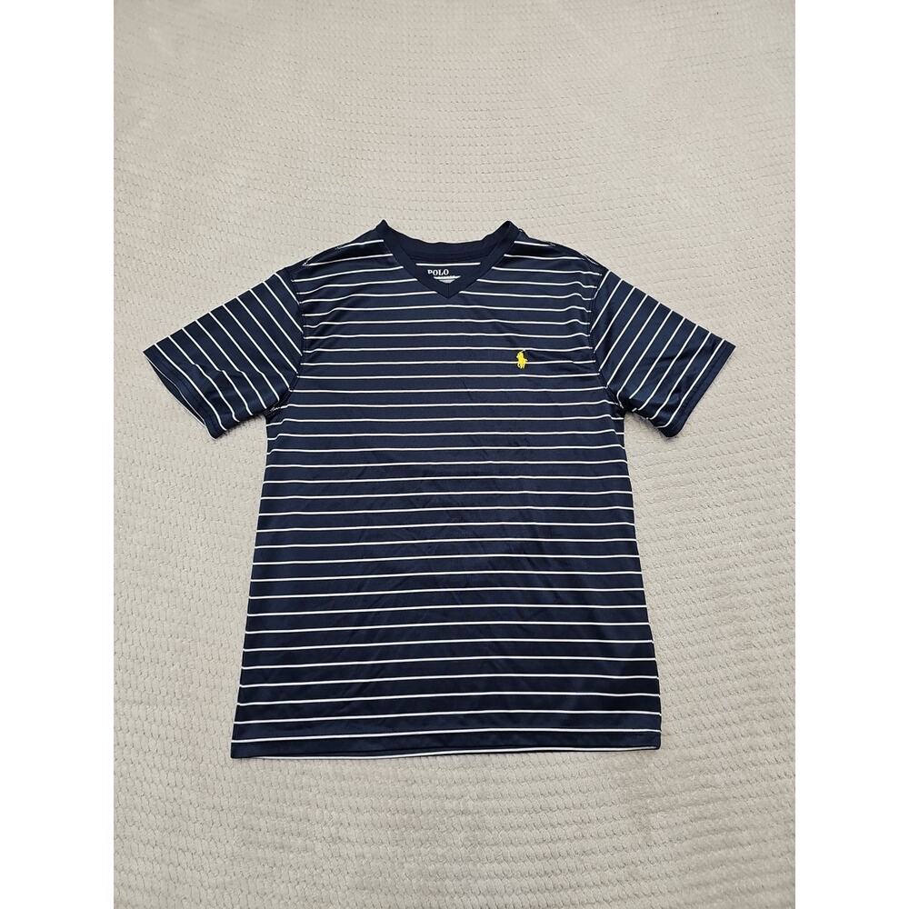 Polo Ralph Lauren Shirt Boys Medium 10/12 Performance Vneck Short Sleeve